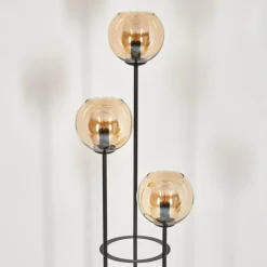 Koyoto Lampadaire 25 cm Bois clair, Noir, 3 lumières