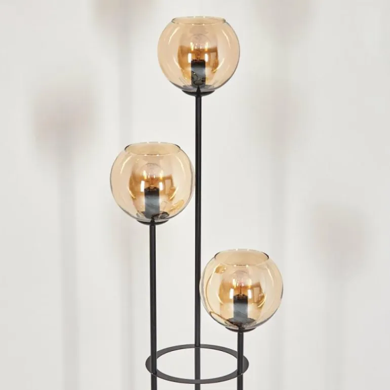 Koyoto Lampadaire 25 cm Bois clair, Noir, 3 lumières