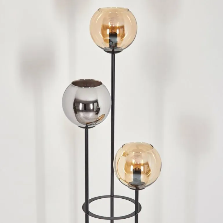 Koyoto Lampadaire 25 cm Bois clair, Noir, 3 lumières
