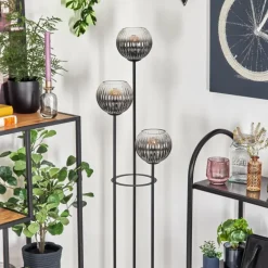 Koyoto Lampadaire 30 cm Bois clair, Noir, 3 lumières