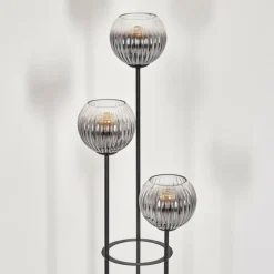 Koyoto Lampadaire 30 cm Bois clair, Noir, 3 lumières