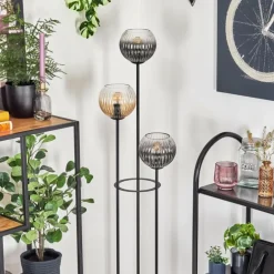 Koyoto Lampadaire 30 cm Bois clair, Noir, 3 lumières