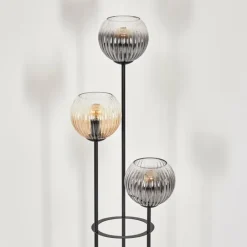 Koyoto Lampadaire 30 cm Bois clair, Noir, 3 lumières
