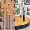 Koyoto Lampadaire 30 cm Bois foncé, Noir, 4 lumières