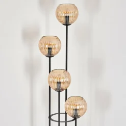 Koyoto Lampadaire 30 cm Bois foncé, Noir, 4 lumières