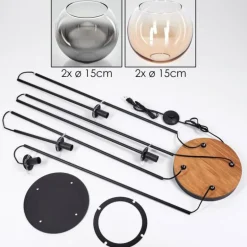 Koyoto Lampadaire 30 cm Bois foncé, Noir, 4 lumières