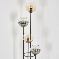 Koyoto Lampadaire 30 cm Bois foncé, Noir, 4 lumières