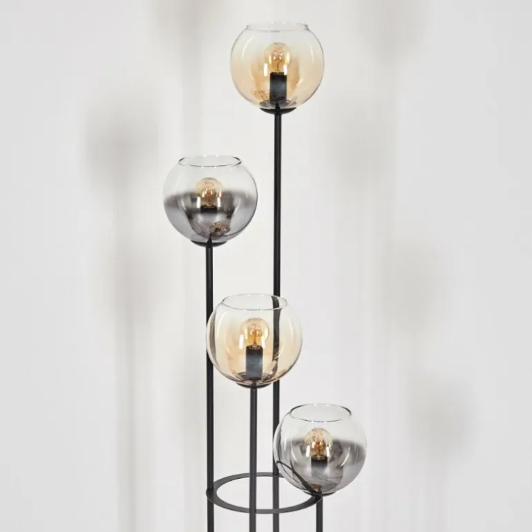 Koyoto Lampadaire 30 cm Bois foncé, Noir, 4 lumières