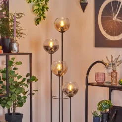 Koyoto Lampadaire 30 cm Bois foncé, Noir, 4 lumières