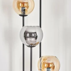 Koyoto Lampadaire 30 cm Bois foncé, Noir, 4 lumières