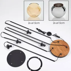 Koyoto Lampadaire 30 cm Bois foncé, Noir, 4 lumières
