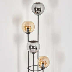 Koyoto Lampadaire 30 cm Bois foncé, Noir, 4 lumières