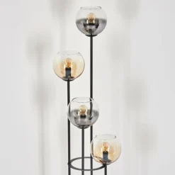 Koyoto Lampadaire 30 cm Bois foncé, Noir, 4 lumières