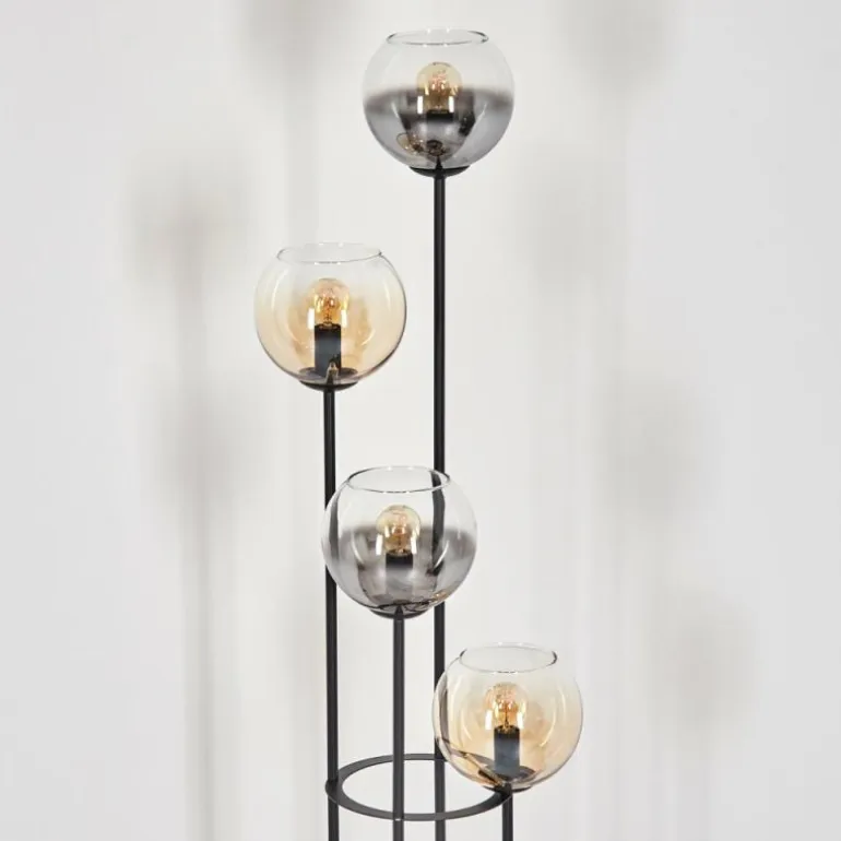 Koyoto Lampadaire 30 cm Bois foncé, Noir, 4 lumières