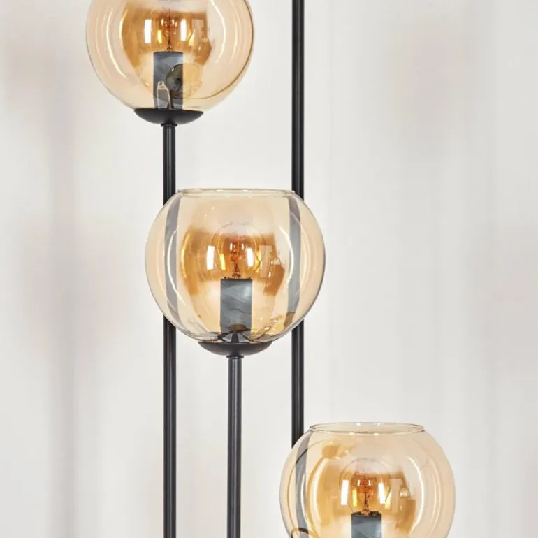 Koyoto Lampadaire 30 cm Bois foncé, Noir, 4 lumières