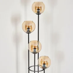 Koyoto Lampadaire 30 cm Bois foncé, Noir, 4 lumières