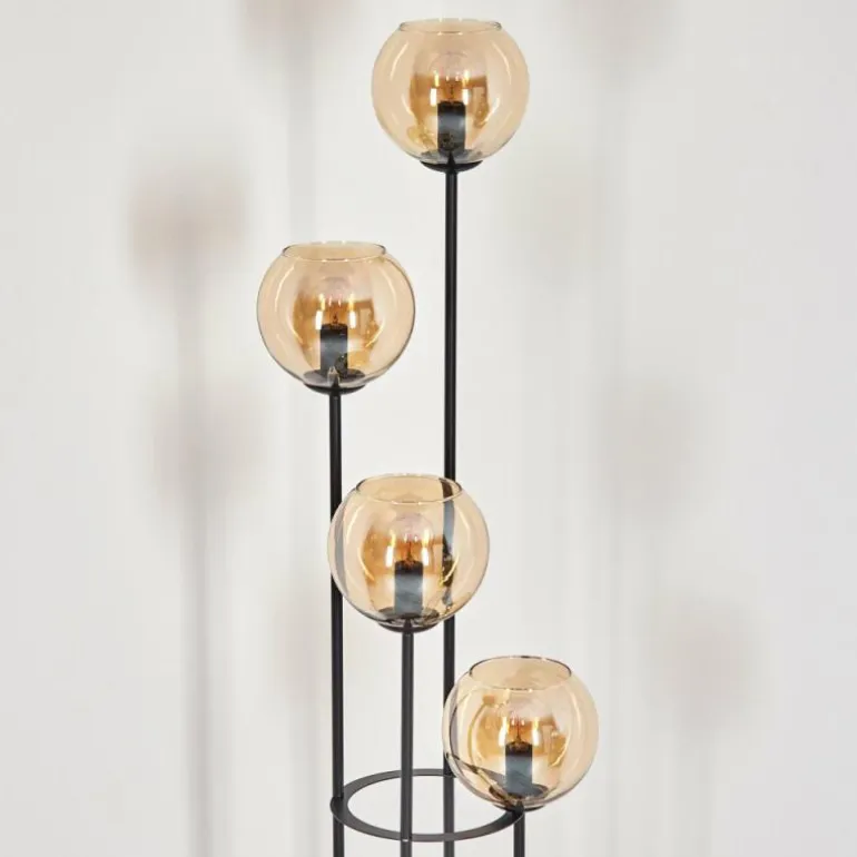 Koyoto Lampadaire 30 cm Bois foncé, Noir, 4 lumières
