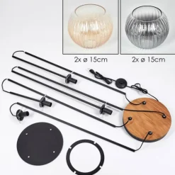 Koyoto Lampadaire 30 cm Bois foncé, Noir, 4 lumières