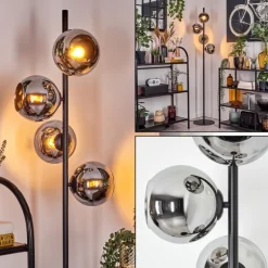 Koyoto Lampadaire 31 cm Chrome, Fumé, 4 lumières