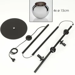 Koyoto Lampadaire 31 cm Chrome, Fumé, 4 lumières