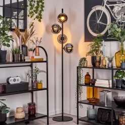 Koyoto Lampadaire 31 cm Chrome, Fumé, 4 lumières