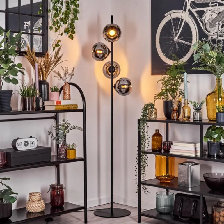 Koyoto Lampadaire 31 cm Chrome, Fumé, 4 lumières