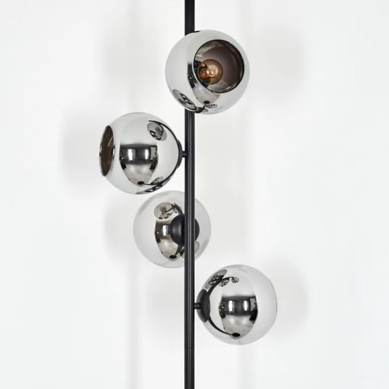 Koyoto Lampadaire 31 cm Chrome, Fumé, 4 lumières