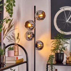Koyoto Lampadaire 31 cm Chrome, Fumé, 4 lumières