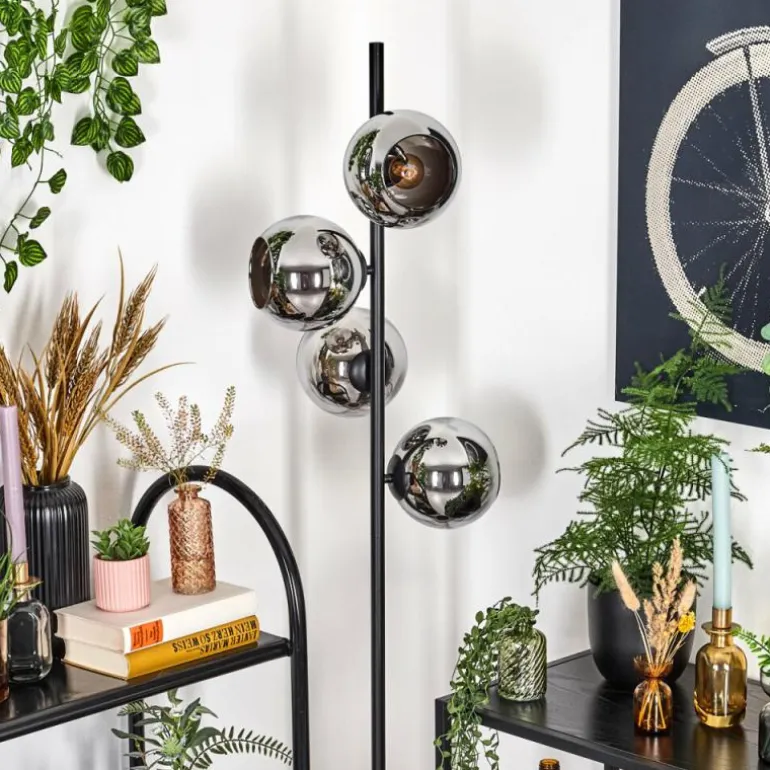 Koyoto Lampadaire 31 cm Chrome, Fumé, 4 lumières
