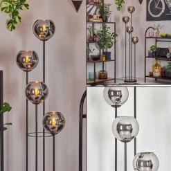 Koyoto Lampadaire 30 cm Chrome, Fumé, 4 lumières