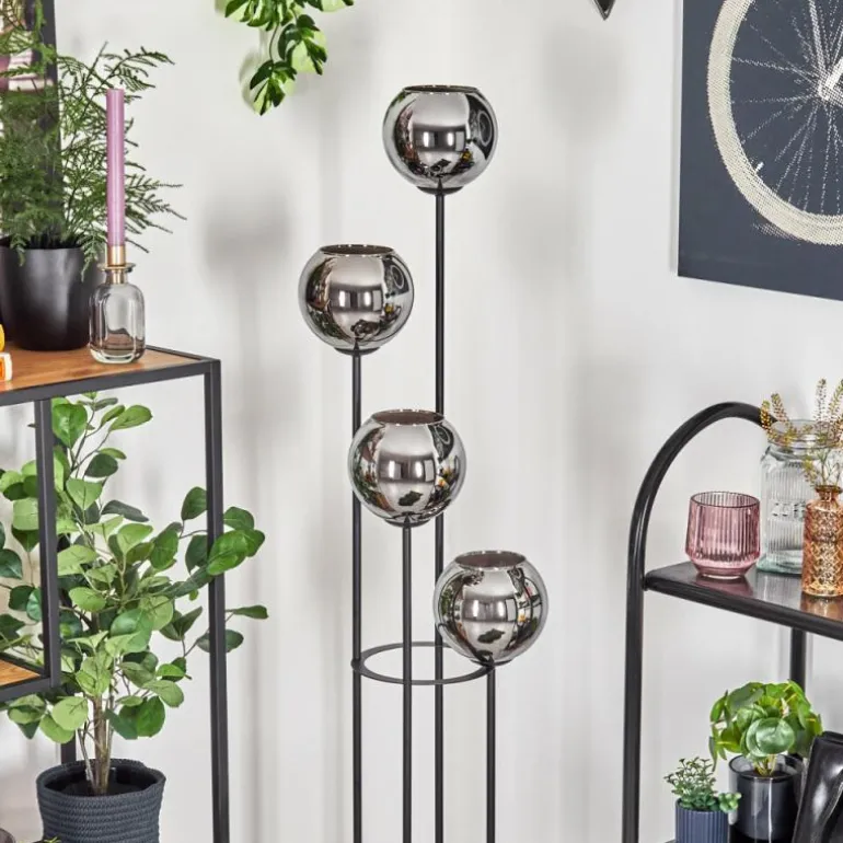 Koyoto Lampadaire 30 cm Chrome, Fumé, 4 lumières
