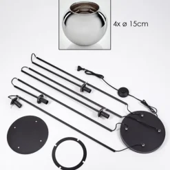 Koyoto Lampadaire 30 cm Chrome, Fumé, 4 lumières
