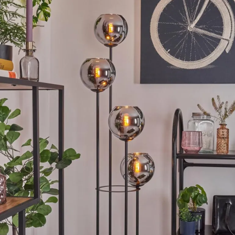 Koyoto Lampadaire 30 cm Chrome, Fumé, 4 lumières