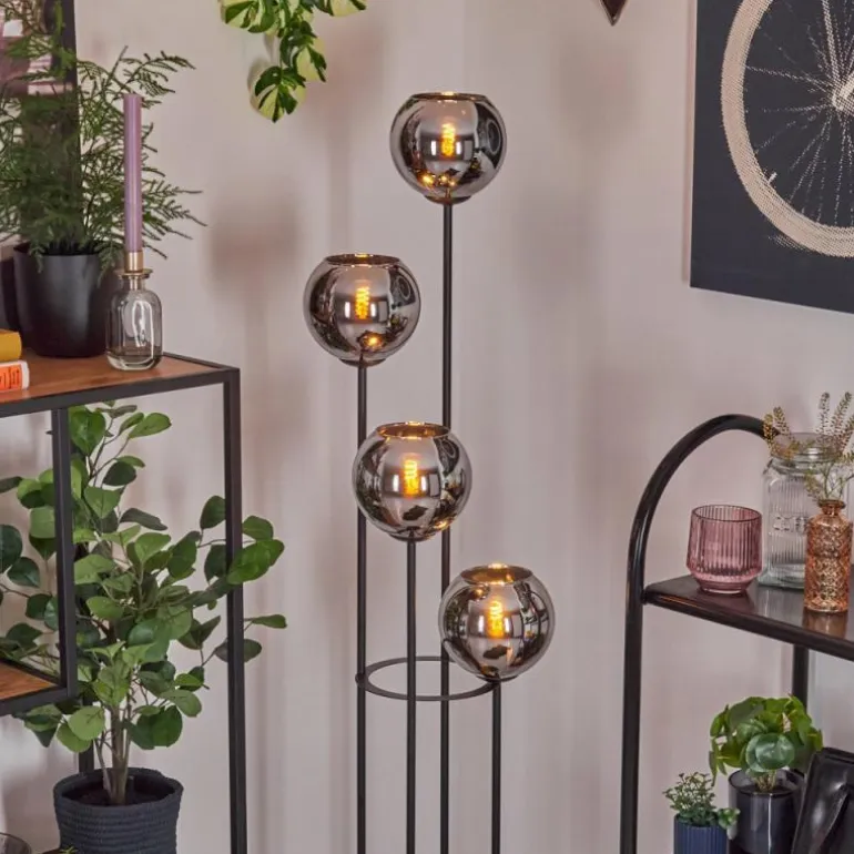 Koyoto Lampadaire 30 cm Chrome, Fumé, 4 lumières