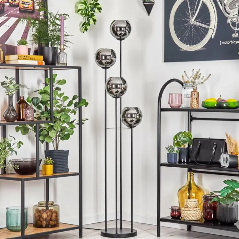 Koyoto Lampadaire 30 cm Chrome, Fumé, 4 lumières