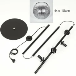 Koyoto Lampadaire 31 cm Clair, Fumé, 4 lumières