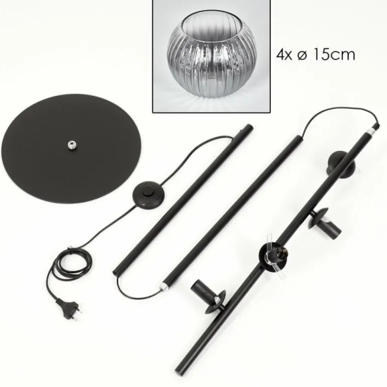 Koyoto Lampadaire 31 cm Clair, Fumé, 4 lumières