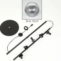 Koyoto Lampadaire 33 cm Clair, Fumé, 5 lumières