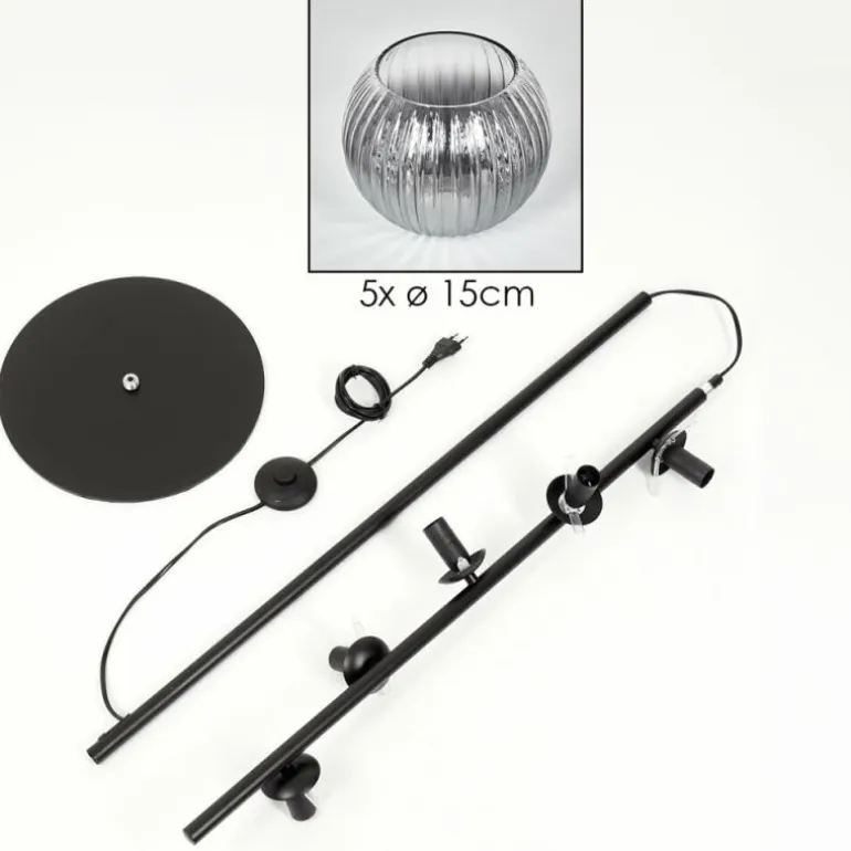 Koyoto Lampadaire 33 cm Clair, Fumé, 5 lumières