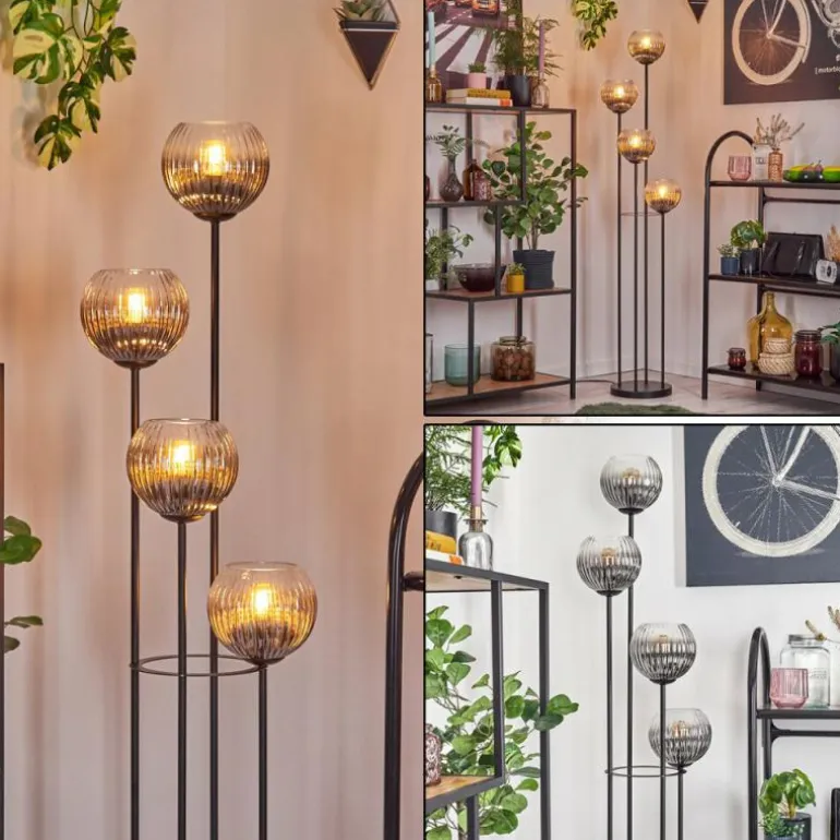 Koyoto Lampadaire 30 cm Clair, Fumé, 4 lumières