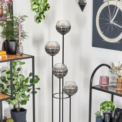 Koyoto Lampadaire 30 cm Clair, Fumé, 4 lumières