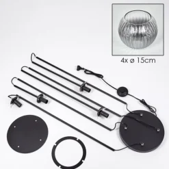 Koyoto Lampadaire 30 cm Clair, Fumé, 4 lumières