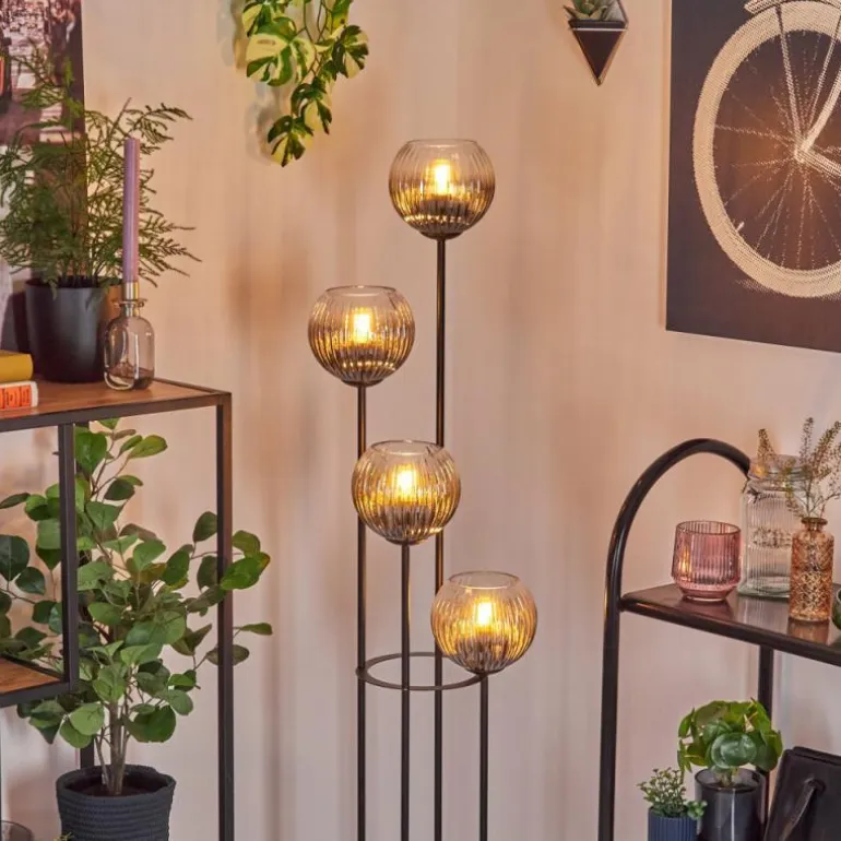 Koyoto Lampadaire 30 cm Clair, Fumé, 4 lumières