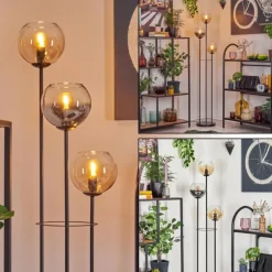 Koyoto Lampadaire 30 cm Noir, 3 lumières