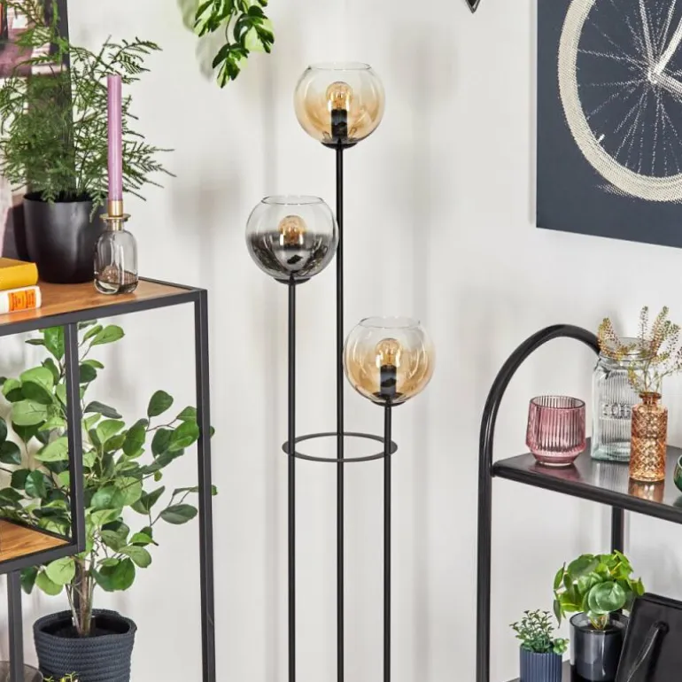 Koyoto Lampadaire 30 cm Noir, 3 lumières
