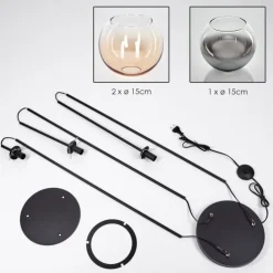 Koyoto Lampadaire 30 cm Noir, 3 lumières