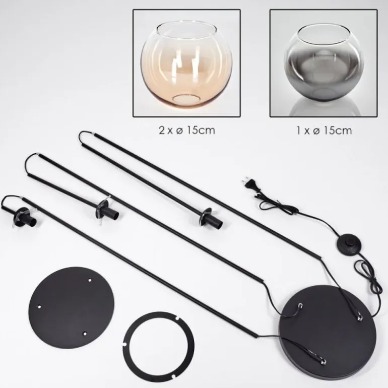 Koyoto Lampadaire 30 cm Noir, 3 lumières