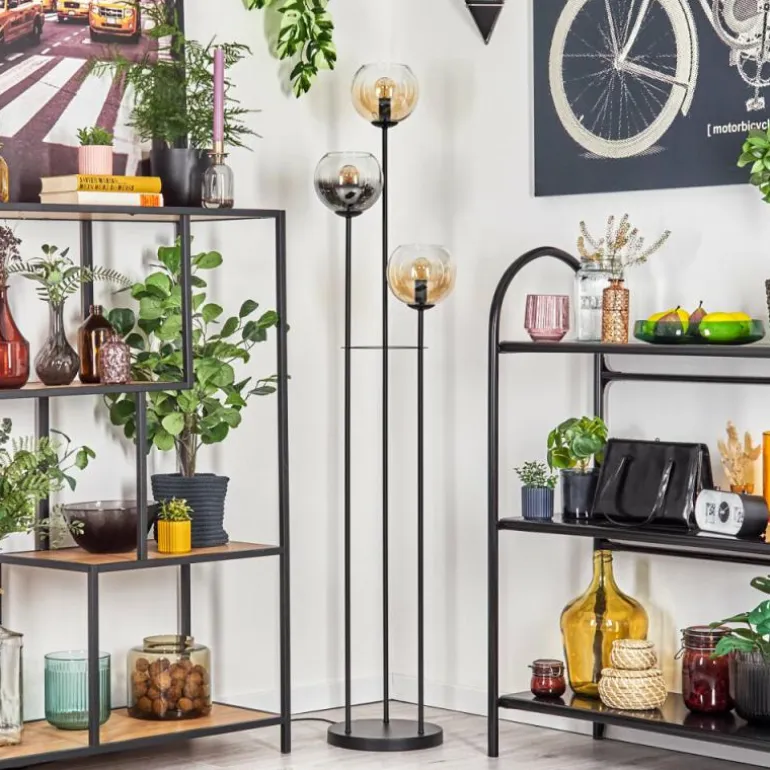 Koyoto Lampadaire 30 cm Noir, 3 lumières