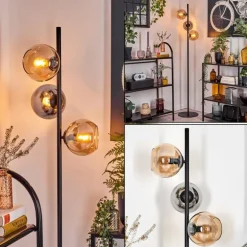 Koyoto Lampadaire Ambre, Chrome, Fumé, 3 lumières