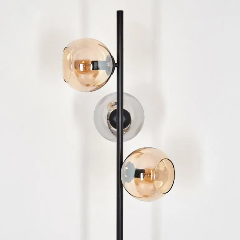 Koyoto Lampadaire Ambre, Chrome, Fumé, 3 lumières